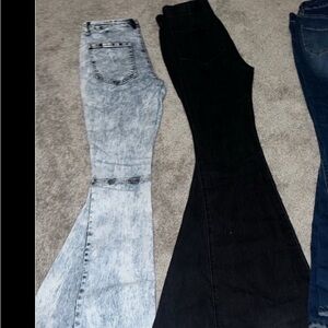 2 pairs high rise flare jeans small 25 longs 3